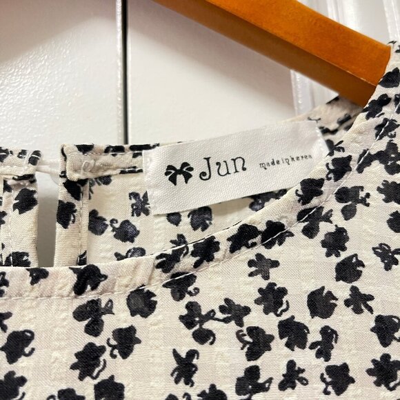 NWOT Jun From Korea Gingham Floral Babydoll Dress Ivory Cream – M - Picture 4 of 11